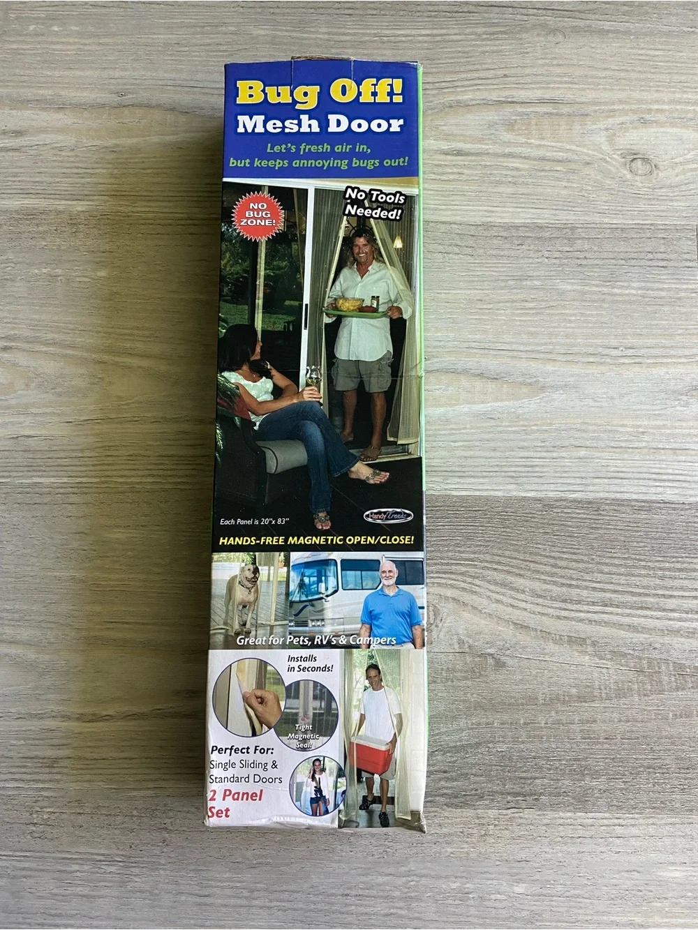Bug Off Magnetic Mesh Screen Door 2-Panel Set Hands Free Patio Net Black
